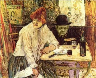 Quel personnage est attabl au restaurant   A la mie  , toile de l'artiste Henri de Toulouse-lautrec ?