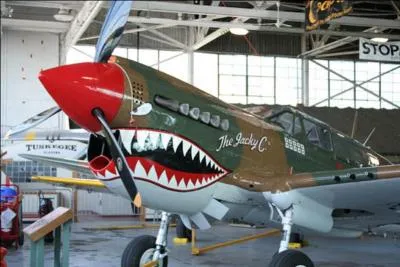 Cet avion combattit en Asie, en Europe, en URSS, en Afrique du nord. Il quipa les armes de l'air de la Grande-Bretagne, des USA, de la France. Il quipa les  tigres volants  de  l'American Volunteer Group . Il fut remplac par le mythique P-51d. On le connait bien grce  sa mchoire dessine devant son hlice. Quel est cet avion ?