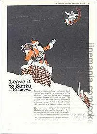 Quelle marque de pneumatiques se servit encore du Pre Nol en 1919, pour promouvoir ses produits ?