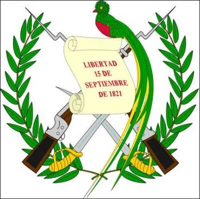 Pour le ------ une couronne de rameaux ----- entourant deux fusils en croix. Un parchemin portant la mention Libertad 15 de SEPTIEMBRE de 1821 lui-mme surmont d'un ------.