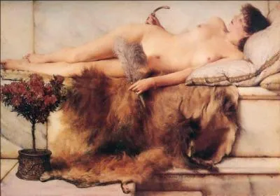 Quel peintre britannique a ralis cette oeuvre de style romantique intitule   Dans le lpidarium ?