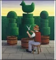 Qui a peint ce jardinier sur une toile intitule  baiser topiaire  ?
