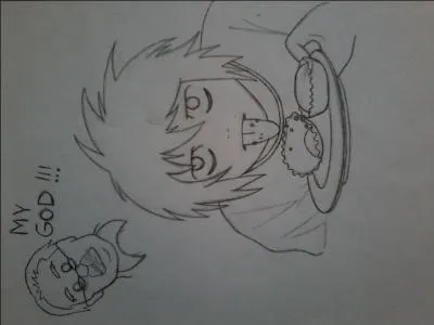 Il y a aussi quelque chose qui m'a chapp. Un jour, il a mang un gteau avec l'emballage. Il l'a recrach juste aprs, mais bon... Si je me souviens bien, c'tait comme gteau...