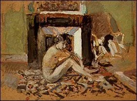 Nu fminin devant la chemine.