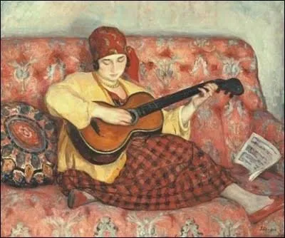 Qui a peint Femme  la guitare (coiffe d'un bonnet) ?