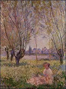 Femme assise sous les saules.