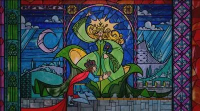 En 1991, le chef-d'uvre de Walt Disney  La Belle et la Bte , vritable prouesse visuelle et technique, sort sur les crans. Lors de la scne d'ouverture, par quel procd malicieux nous raconte-t-on comment un prince charmant fut transform en bte ?