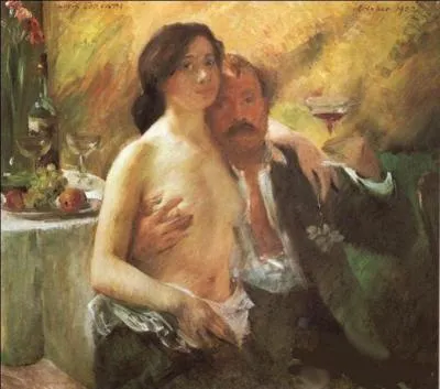 On considre l'oeuvre de ce peintre allemand comme une synthse russie entre l'impressionnisme et l'expressionnisme. Qui a ralis ce tableau  Autoportrait au champagne  en 1902 ?