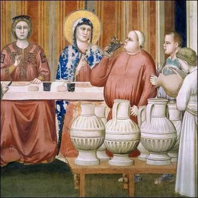 Quel peintre et sculpteur italien, marqu par la spiritualit franciscaine est l'auteur de cette fresque (extrait)   Les noces de Cana   ?