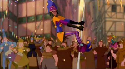 Quel personnage de l'univers du film  Le Bossu de Notre-Dame  chante la chanson  Charivari  qui se trouve au cur des clbrations festives qui agitent Paris ?