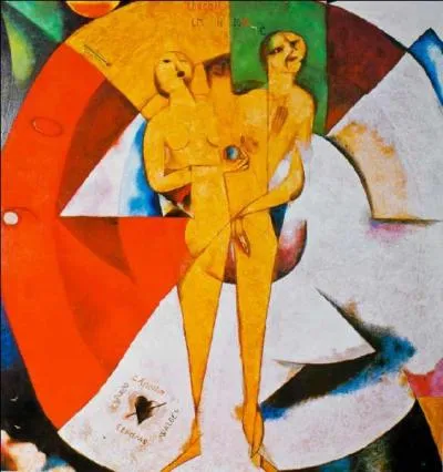 A quel crivain dfendant le cubisme, l'art naf de Rousseau, sduit par l'art primitif de Chagall, rendra-t-il hommage sur cette toile ?