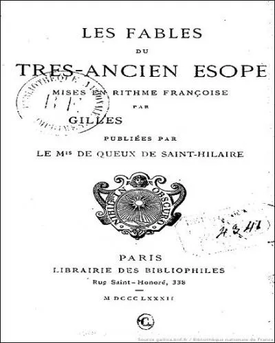 Un noir corbeau dessus un arbre &eacute;tait / Et en son bec un fromage portait / Qu'il avait pris ; un renard, d'aventure, / Passait par l&agrave; qui cherchait sa p&acirc;ture, / Et, voyant le corbeau et sa proie, La convoita, puis s'arr&ecirc;te en la voie... Qui est l'auteur n&eacute; au 16e si&egrave;cle ?