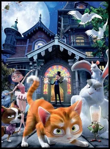Quel est le titre de ce film dans lequel un mignon petit chat, un lapin tyrannique, une souris peureuse et une ribambelle d'trange automates cherchent par tous les moyens  dfendre un manoir, menac de vente ?