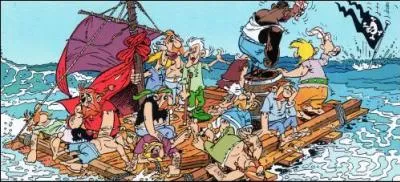 De quelle manière le bateau des pirates est-il coulé dans "Astérix chez les Belges" ?