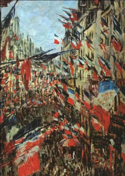Qui a peint La rue Montorgueil dcore de drapeaux ?