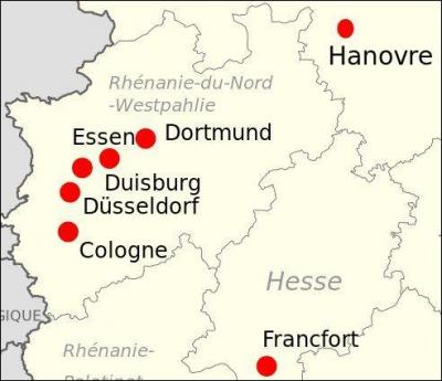 Gographie. Trois villes de la Rhnanie allemande, concernes par l'appellation des trois  D , ont contribu au dveloppement conomique du pays. Quelles sont-elles ?