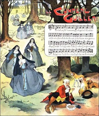 "L'était un p'tit homme / Qu'on appelait Guilleri Carabi / Il s'en fut à la chasse / A la chasse aux perdrix... ". Quel est le refrain ?