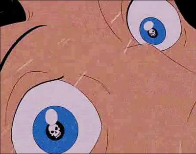 Voici un des mchants de Disney qui est en train de tomber. Mais si on regarde bien ses yeux, il y a des petites ttes de mort. Dans quel Disney le voit-on ?