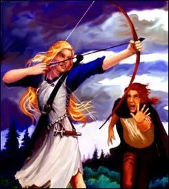 Comment s'appelle cette jeune princesse ayant des dons magiques, dont celui de se servir d'un arc et de flches enchantes, et de quelle oeuvre vient-elle ?