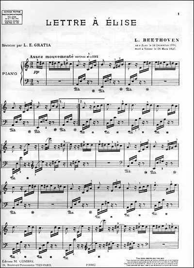 Qui a crit cette clbre pice pour piano :  La Lettre  Elise  ?