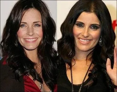 Courteney Cox (Monica dans  Friends ) vs Nelly Furtado (chanteuse). Laquelle de ces jolies brunes est Courteney Cox ?
