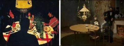 A-t-il peint  Intrieur, aprs dner  (image de droite) ou  Dner effet de lampe  (image de gauche) ?