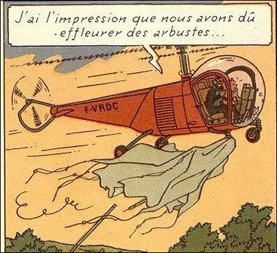 Tintin et Haddock poursuivent les ravisseurs de Tournesol au-dessus du lac Lman avec un  Bell 47 A  dans :