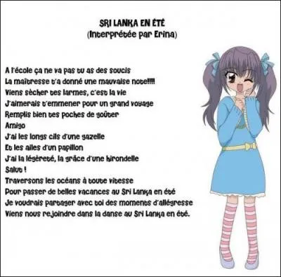 Qui chante  Un �t� au Sri Lanka  ?