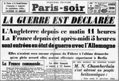 Du 1er au 4 aot 1914 : dbut de la Premire Guerre mondiale. Quel jour, l'Allemagne a-t-elle dclar la guerre  la France ?