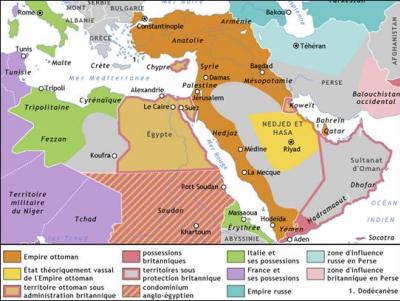 Suite auquel de ces grands traités l'Empire ottoman est-il démantelé en plusieurs États moins puissants (Syrie, Jordanie, Liban, Turquie et Irak notamment) à l'issue de la Première Guerre mondiale ?