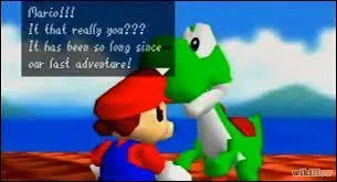 A la fin du jeu, un canon s'ouvre pour aller au toit du ch�teau, Yoshi vous attend pour vous donner...