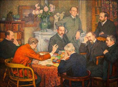 Quel peintre pointilliste a représenté Emile Verhaeren, poète belge flamand d'expression française, lisant ses poèmes à un cercle d'amis, sur ce tableau intitulé  La lecture  ?