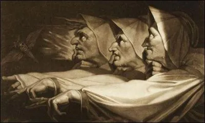 Cette uvre est titre Les trois tranges surs de MacBeth (Three weird sisters of MacBeth), et peinte par John Rafael Smith, mais elle peut faire penser  quel film qui n'a rien  voir avec MacBeth ?