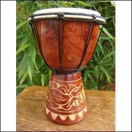 C'est un djemb en bois d'acajou sculpt, et peau soigneusement tendue. Quel nom gnrique lui est donn ?