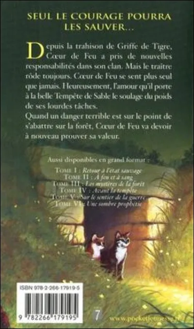 Quels chats sont sur la 4e de couverture de l'ancienne couverture de "Avant la tempête" ?