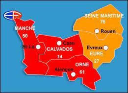 La rgion en orange, compose des dpartements 27 et 76, est la Haute-Normandie.