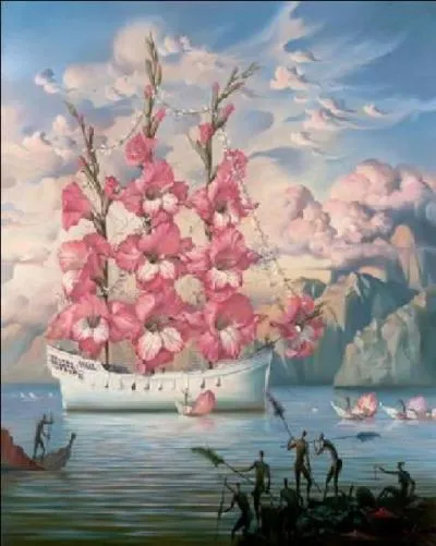 Quel artiste surraliste a peint ce navire dcor de glaeuls ?