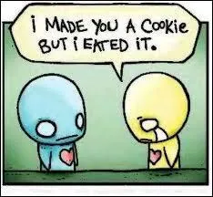 J'ai 23 cookies. Je donne deux cookies  un ami et 3 cookies  ma soeur. Ensuite 8 cookies apparaissent sur la table et 16 sont mangs par mon chien. Combien reste-t-il de cookies ?