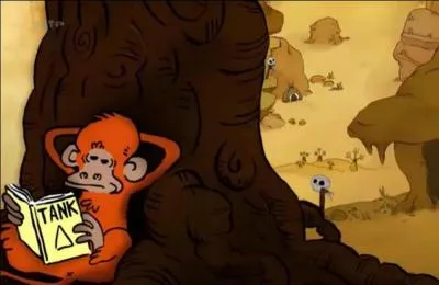  Toute ? Non ... Une valle rsiste encore et toujours  l'volution . Quel auteur lit le petit singe ?