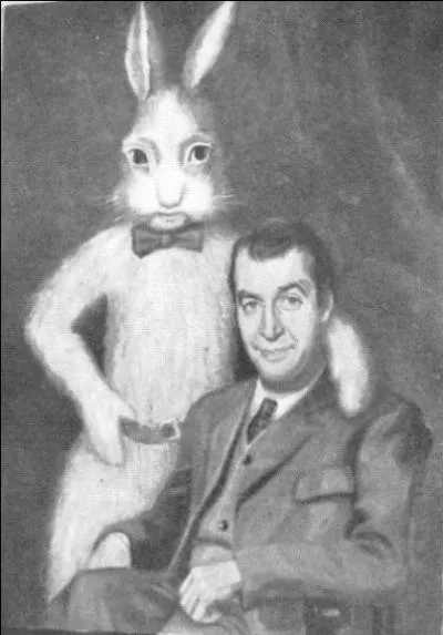 Ce tableau met la famille de James Stewart sens dessus dessous, car il est persuad qu'il a pour ami ce grand lapin blanc, pour de vrai ! Quel est le titre du film, une dlicieuse comdie ?