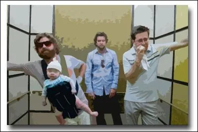 La super - bande de clampins, pardon de copains en vire avant le mariage de l'un d'entre eux, ici bien marqus dans l'ascenseur, a fait le succs du film... ?