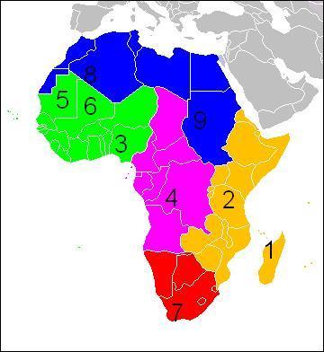 Sur la carte de l'Afrique le chiffre 1 représente :
