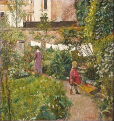 Qui a peint sa femme et son fils au jardin ?