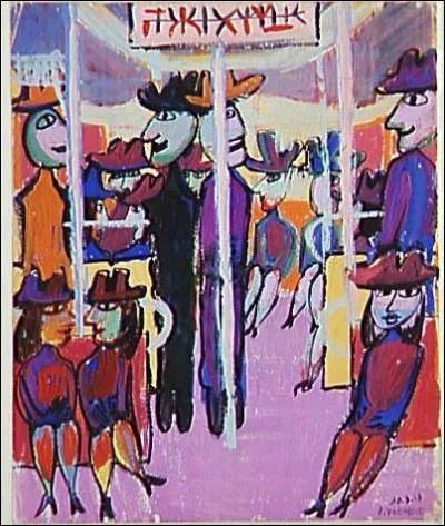 Qui a peint Pasagers debout de profil dans le mtro ?