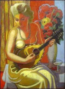 Jeune femme  la mandoline.