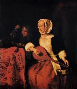 Femme jouant de la mandoline.