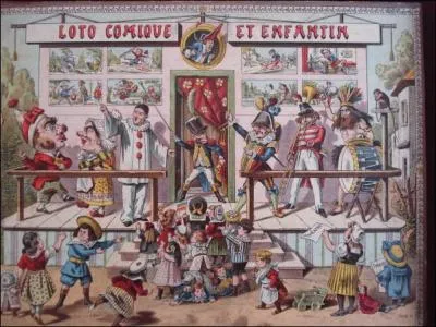  la fin du XIXe les personnages de la commedia dell'arte sont encore trs en vogue auprs de la jeunesse. Agrandissez l'illustration et dites qui invite les enfants  entrer voir un spectacle ?