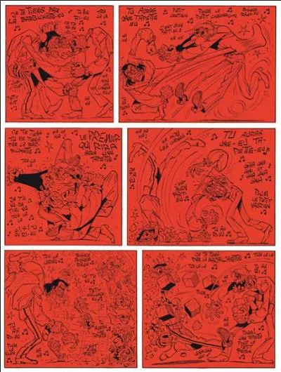 Dans la B. D.  Slowburn Gag  o les 2 combattants font un duel de  je te tiens par la barbichette  , sous quelle forme se prsente la 5me  tapette  ?