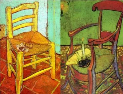 Ces deux tableaux peint  cette poque, reprsentent la chaise de Van Gogh  droite et la chaise de Gauguin  gauche.