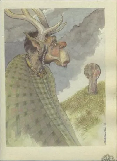 Cette reprsentation de  L'Homme des bois  est trs contemporaine (1989, Alberto Alvarez Pea), mais il personnifie une divinit celte des forts :